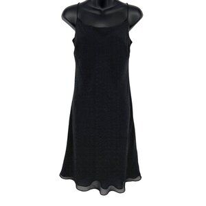 Ann Taylor Loft Black White Polka Dot Sleeveless Midi Slip Dress Size 2 EUC